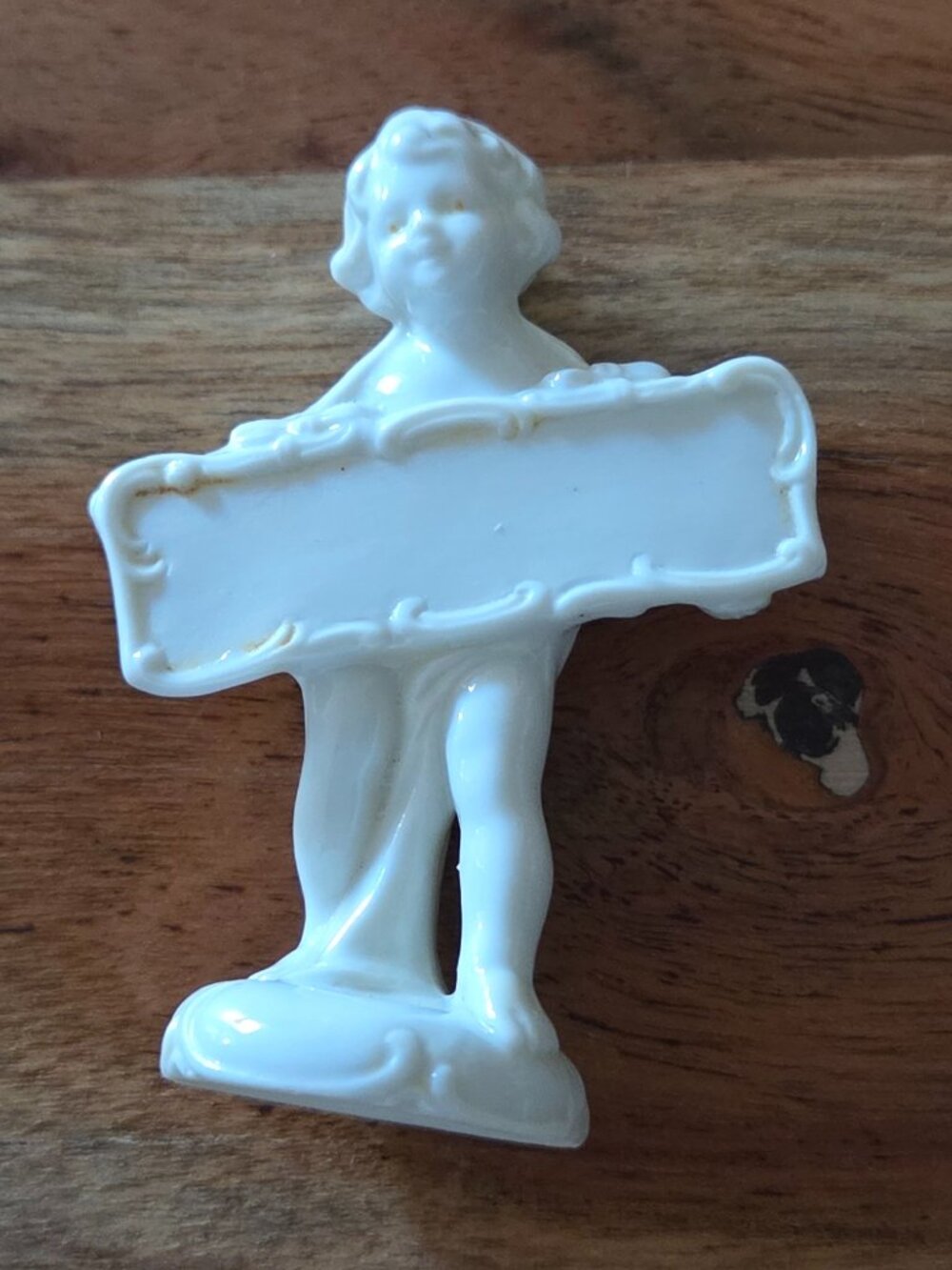 Vintage Porcelain Place Card Holders Set of 12  White Boy Holding Card Germany
